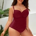 thumbnail image 5 of Roncen Women's Plus Size One Piece Swimsuits Tummy Control Bathing Suits for Women Criss Cross Ruched Push Up Vintage Retro Swimwear, 5 of 5