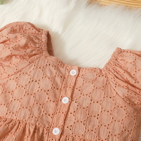 

Aayomet Baby Girl Clothes Korean Version Of Puff Sleeve Solid Color Children S Princess Dress Children S Clothing Casual Red 6-9Months