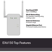 WiFi Range Extender EX6150 WiFi 1500FT Dual Band 2.4Ghz & 5Ghz AC1200 MBps Universal Compatible with WPS Sync Wi-Fi Repeater (Later Version)