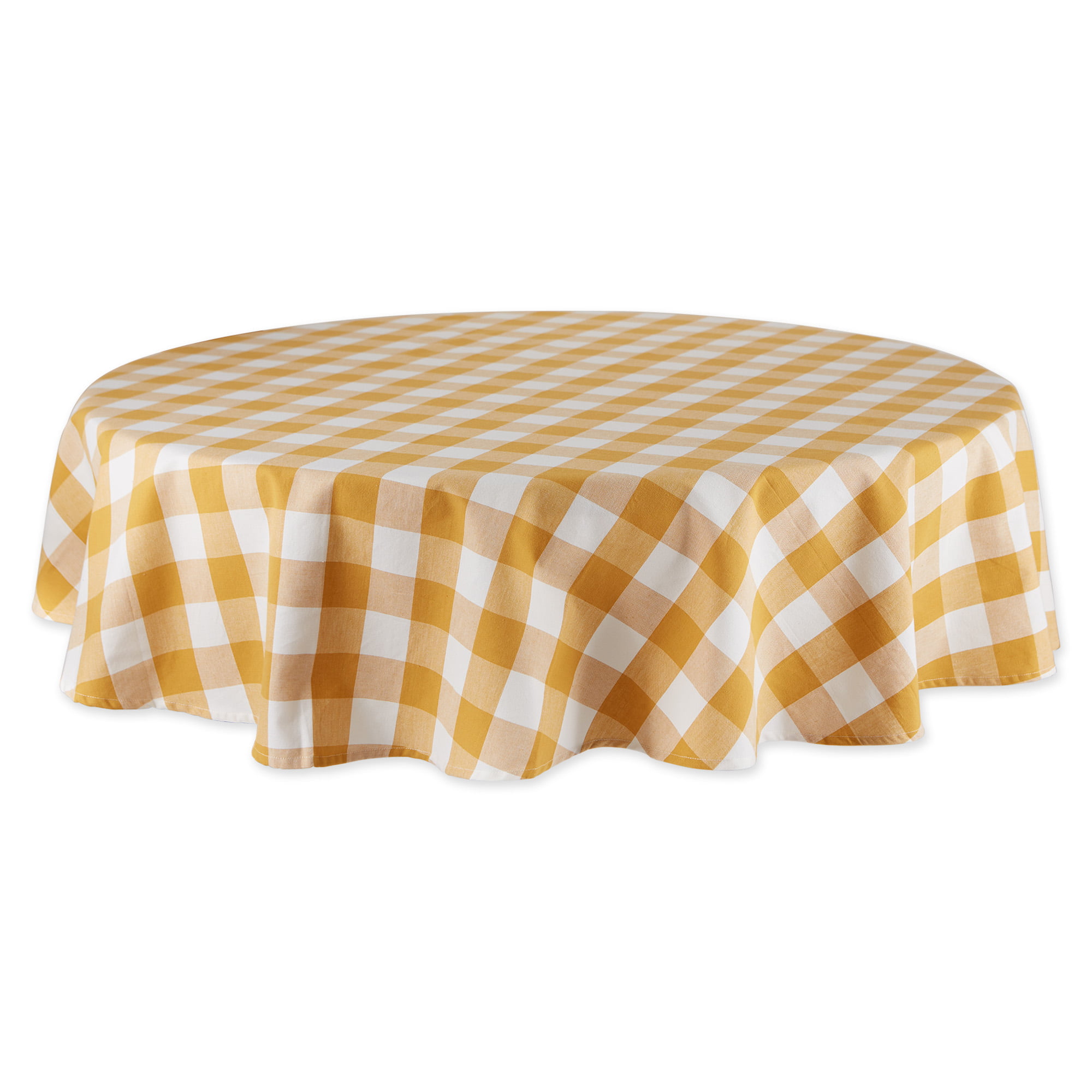 NEW SOUTHERN LIVING PLAID TABLECLOTH BROWN TAN YELLOW PLAID 70" ROUND NEW 