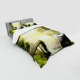 thumbnail image 2 of Ambesonne Nature Bedding Set 4 Pcs, Boat by Foggy Lake Deck, Queen, Olive Green White, 2 of 2