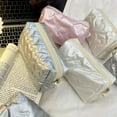 thumbnail image 5 of Portable Cute Large Capacity Multipurpose Love Bow Pattern Cosmetic Bag Sundries Storage Bag Travel Wash Makeup Bag Pencil Case SILVER GRID, 5 of 8