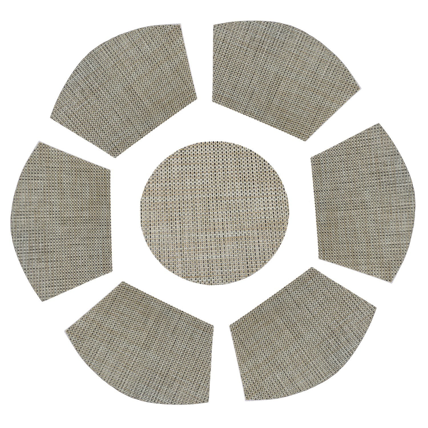Round Table Wedge Shaped Placemats Set Of 6 Plus Center Round Table Wedge Shaped Placemats Set Of 6 Plus Center For Kitchen Heat Insulation Stain Resistant Washable Place Mat Woven Vinyl