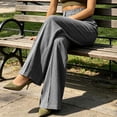 thumbnail image 6 of BRELIL Women Plus Size Wide Leg Trousers High Waisted with Pockets Solid Casual Office Long Pants Loose Fall Winter Fashion Outfits, Gray 2XL, 6 of 9