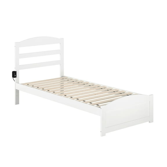 AFI Warren Solid Wood Twin Extra Long Bed w/ Footboard in White