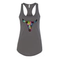 thumbnail image 2 of Wild Bobby, Colorful Rainbow Cow Bull Skull Animal Lover Ladies Racerback Tank Top, Dark Grey, X-Large, 2 of 3