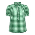 thumbnail image 5 of Gingham Lantern Sleeve T Shirt Womens Ruffle Trim V Neck Summer Blouse Cute Chic Casual Work Tops Shirts 2026, 5 of 8