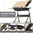 thumbnail image 6 of Adjustable Height Drafting Table with Wood Top, Art Craft Desk with Slide-Out Drawers, Storage, for Drawing, Writing, Painting, and Creative Tasks, Ideal for Home Office, Natural, 6 of 9