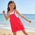 thumbnail image 2 of Mercatoo Youth Shortalls Girls Boys Classic Sleeveless 𝐑omper Soft Bib Overall Shorts Kid 𝐏reppy Wide Leg Shorts Casual Short Jumpsuit, 2 of 7