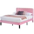 thumbnail image 4 of Taomika, Full Size Upholstered Platform Bed Frame with Adjustable Headboard-Pink, 4 of 9