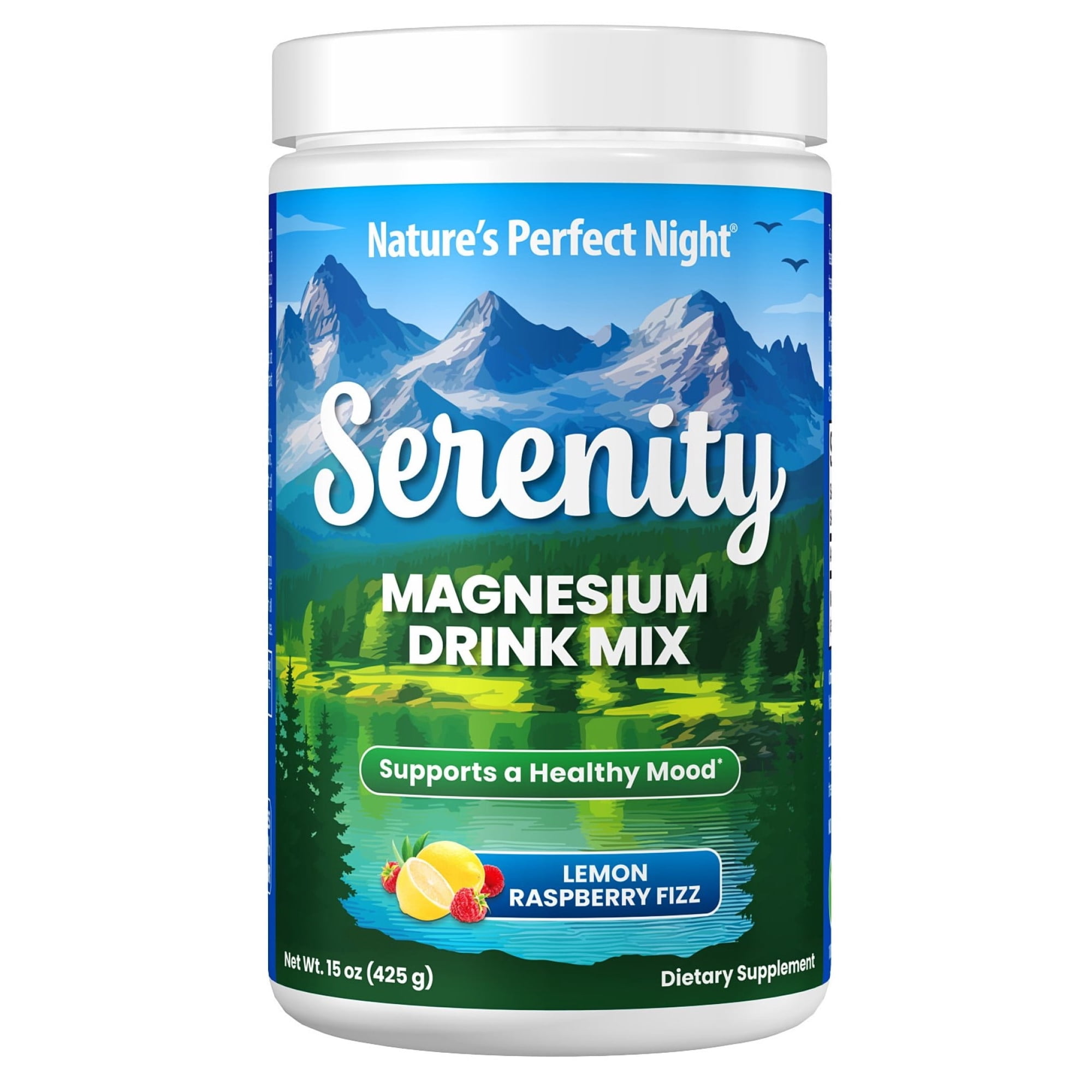 Nature’s Perfect Night, Serenity Magnesium Drink Mix Supplement, Lemon Raspberry Fizz, 15 oz