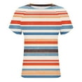 thumbnail image 5 of ZQUUVOU Women Summer Casual Shirts: Short Sleeve Striped Round Neck Blouse C-Multicolor, 5 of 6