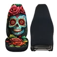 thumbnail image 6 of FOR U DESIGNS Sugar Skull Rose Print 2 Pieces Car Front Seat Covers Washable High Back Car Seat Cover Elastic Auto Accessories Bucket Seat Cover Fit for SUV Truck Sedan, 6 of 7