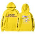 thumbnail image 1 of Moonsky Sudadera con capucha de moda para mujer de la cantante pop Dem/0n HUNTR/X con jersey corto, suave y cómoda, top de manga larga para uso informal en primavera, otoño e invierno. (Amarillo 2XL), 1 of 4