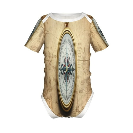 

Yiaed Magnetic Old Compass On World Map Print Infant Climbing Short Sleeve Onesie One-Piece Baby Bodysuit Clothes 0-12 Months -9M