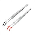 thumbnail image 4 of 2 PCS Tweezers Curved Bent Rubber Tip Tweezers Stainless Steel Crafts Tweezers for Lab Jewelry Making,1 * Double bend red plastic sleeve tweezers 1 * Single bend black plastic sleeve tweezers, 4 of 8