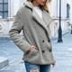 thumbnail image 5 of Pntutb Chaqueta para mujer Chaqueta sólida Botón de bolsillo Cuello vuelto Slim Fit Chaqueta cálida mediana y larga Pntutb Pntutb-818, 5 of 6