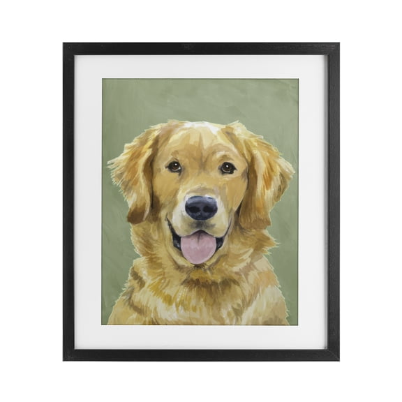 Stupell Industries Smiling Golden Retriever Portrait Black Framed Print Under Glass, design by Lil' Rue