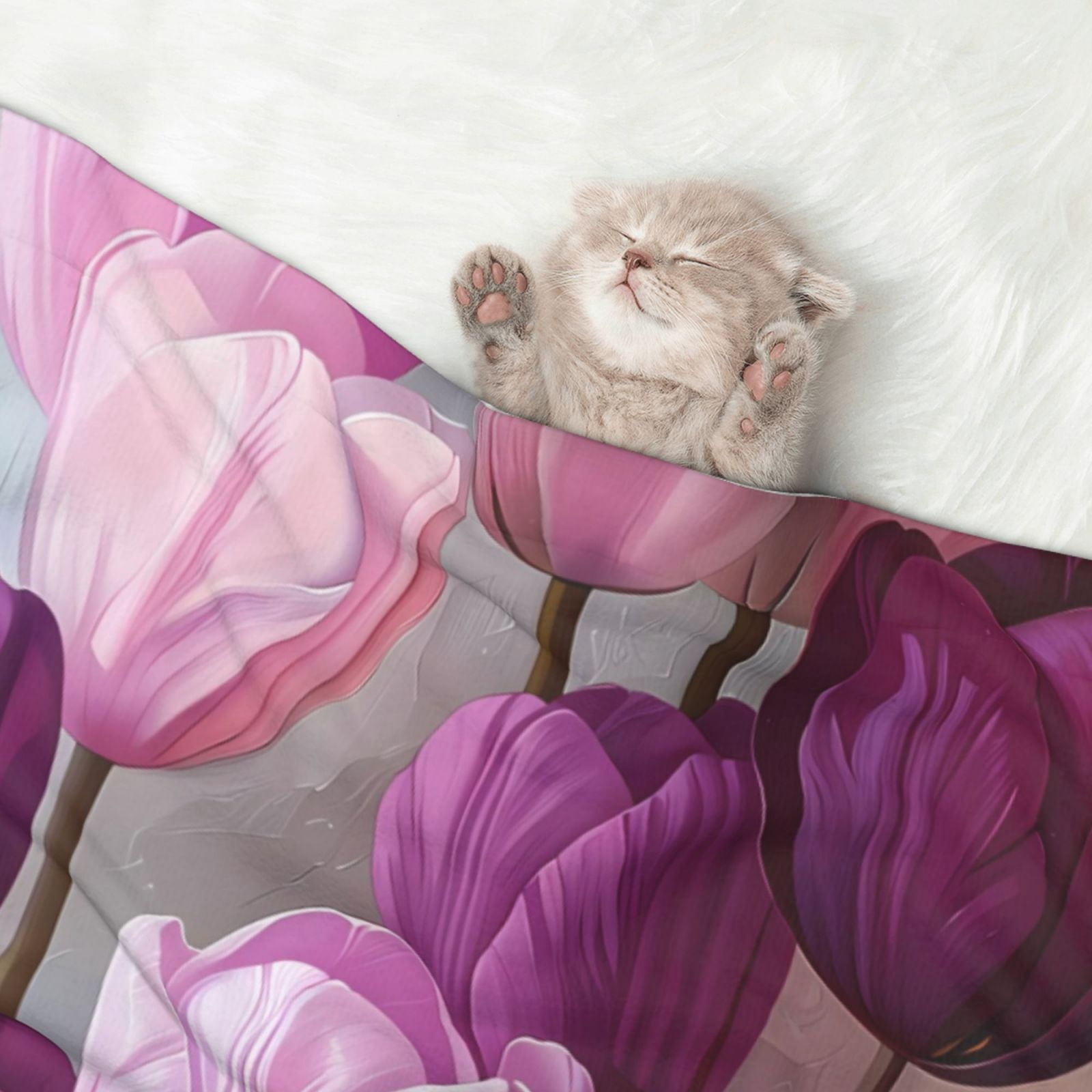 Naloa Purple And Pink Tulip Bouquet Dog Blanket, 3 Sizes Cat Blanket for Indoor Cats Large Medium Small Dog Gifts-Small