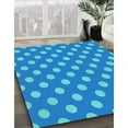 thumbnail image 3 of Ahgly Company Machine Washable Indoor Square Transitional Neon Blue Area Rugs, 7' Square, 3 of 7