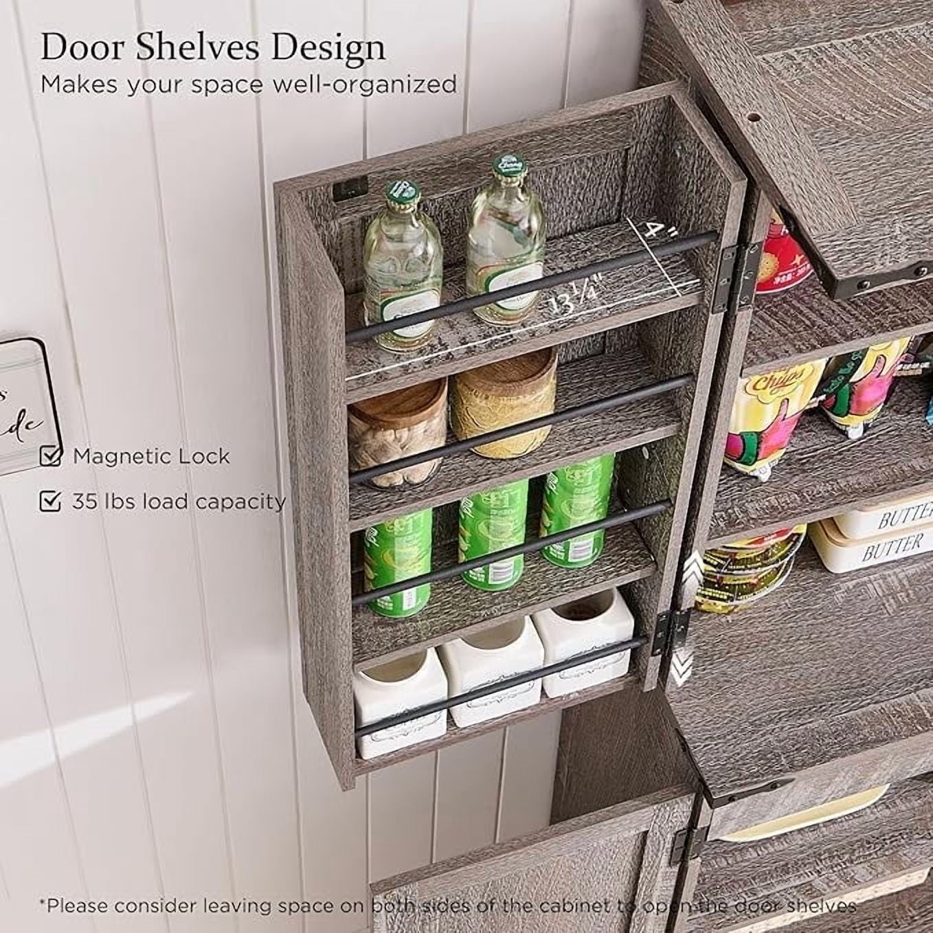 ACCOHOHO 72" Tall Kitchen Pantry, Farmhouse Storage Cabinet with Barn Doors, Drawer and Adjustable Shelves, Rustic Wood Cupboard for Kitchen, Dining Room, Bathroom, Rustic Grey