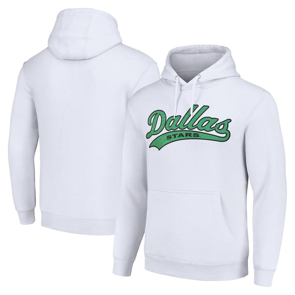 Men's Starter White Dallas Stars Tailsweep Fleece Tri-Blend Pullover Hoodie