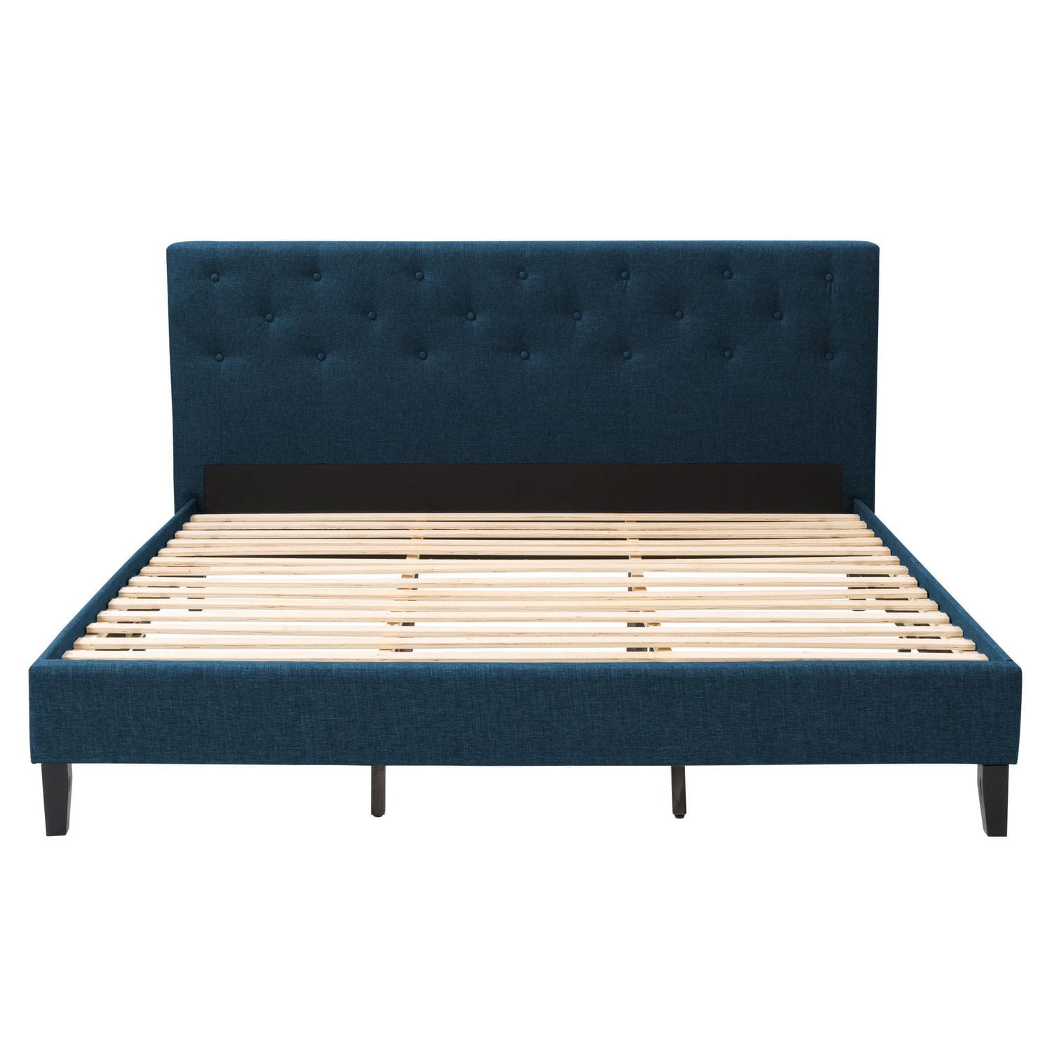 CorLiving Nova Ridge Upholstered Adult King Size Platform Bed Frame with Tufted Headboard, No Box Spring Required