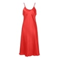 thumbnail image 4 of VNKIDY Women Sleepwear Solid Color Satin Dress Pajama Spaghetti Strap V Neck Midi Length Nightgown Silky Elegant Sleepwear For Comfortable Nights Breathable Pjs, 4 of 5