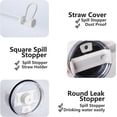 thumbnail image 2 of 4Pack Spill Stopper for Stanley Cup 2.0 30oz & 40oz, Silicone Leak Proof Stopper for Stanley Tumbler, Cup Accessories Includes Straw Cover Cap, Round Stopper, Square Stopper, Cream, 2 of 6
