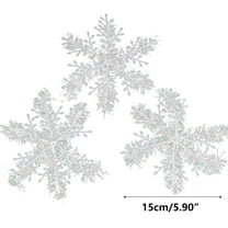 6-Pack Glitter Snowflake Ornaments - Shatterproof Christmas Tree Decorations with Pre-Punched Holes for Hanging/Garlands (White Winter Wonderland Theme)