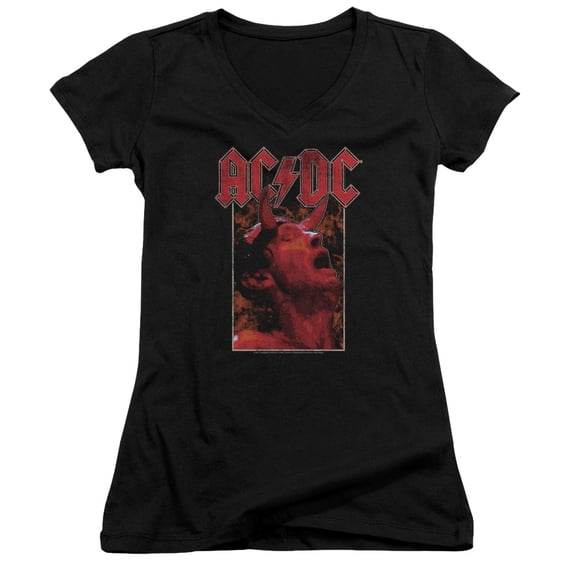 Acdc - Horns - Juniors Cap Sleeve V-Neck Shirt - XX-Large