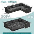 thumbnail image 2 of Timbernest 115.3" Sectional Sleeper Sofa with Pull Out Bed, L Shape Couch for Living Room, Button Tufted and Gold Trim Rolled Arms, Velvet Gray, 2 of 13