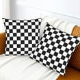 thumbnail image 2 of Black and White Checkered Plaid Throw Pillow Covers Set of 2 Pillow Cushion Cases Square Pillowcases for Sofa Bedroom Living Room Car, 18 X 18 Inch, 2 of 6