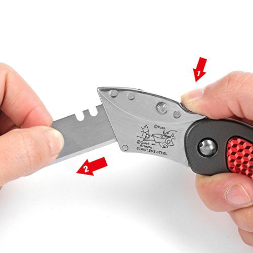 Stainless Steel Folding Utility Cutter Lock Back Pocket Mini Quick Change Blades 