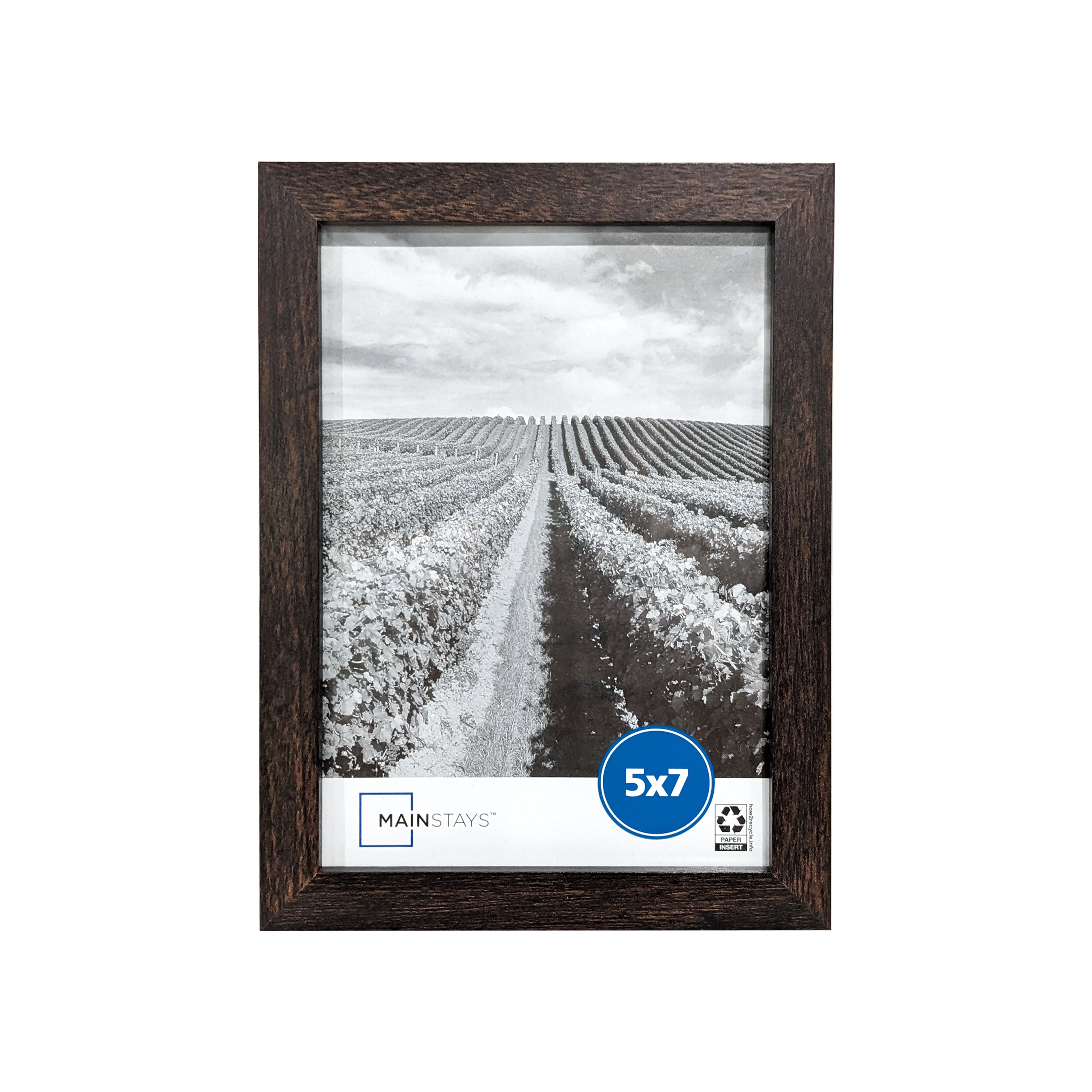 (2 pack) Mainstays – 5x7 Picture Frame – Brown Gallery Linear Program Tabletop & Wall Photo Frame