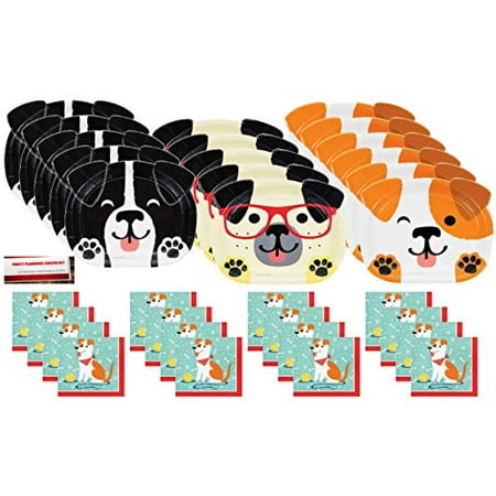 Puppies Birthday Party Supplies Puppy Dog K-9 Pets Party Supplies Bundle Pack for 16 Guests (Plus Party Planning Checklist by Mikes Super Store) ()