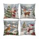 thumbnail image 1 of Juego de 4 fundas de almohada navideñas | Fundas de almohada con estampado navideño de Papá Noel | Fundas de cojín decorativas de poliéster de 45 x 45 cm para sofá cama y salón, 1 of 5
