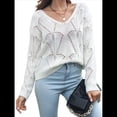 thumbnail image 1 of Suéteres de Otoño con Cuello Redondo de Crochet y Aberturas, Bonitos Suéteres de Invierno para Mujer, A S, 1 of 10