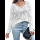 thumbnail image 1 of Suéteres de Otoño con Cuello Redondo de Crochet y Aberturas, Bonitos Suéteres de Invierno para Mujer, A M, 1 of 10