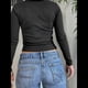 thumbnail image 5 of Camisetas Henley de Larga para Mujer, Ropa de Otoño, Ajustadas, Informales, para el Trabajo, Básicas, Bonitas, Camisetas con Cuello en V y Botones Negro L, 5 of 6