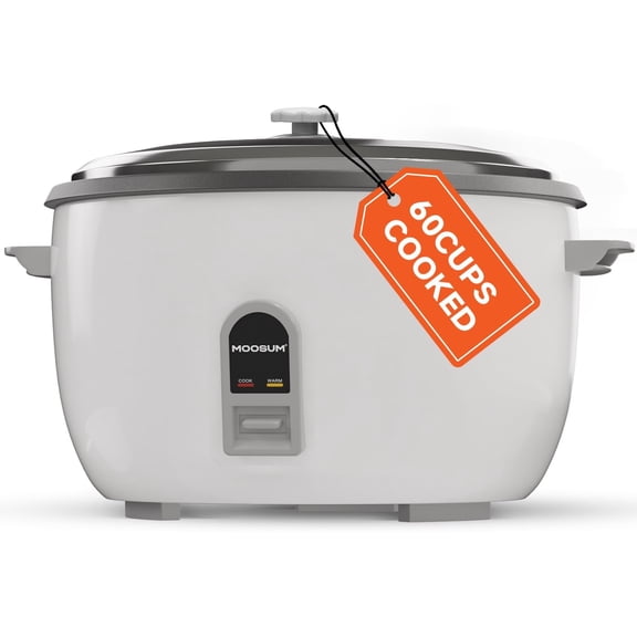 MOOSUM Commercial Rice Cooker, Large Capacity 30-Cup (UnCooked), 60-Cup (Cooked) with One Touch Operation and 12-Hour Keep Warm,Easy to Use and clean,1600W