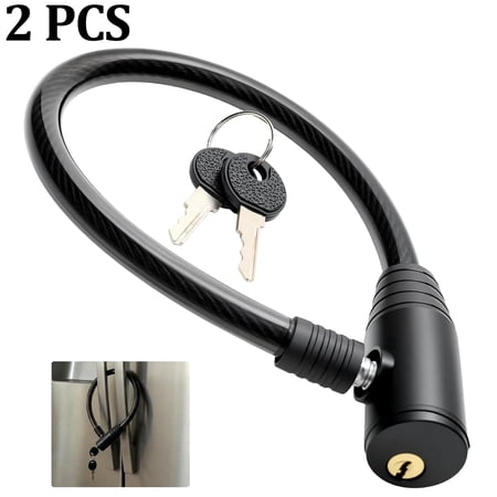 2 PCS Child-Proof Refrigerator Lock for Kids & Adults,Cabinet locks with keys-Lock for French Door Fridge and Cabinet (Regular, Black)