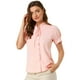 thumbnail image 1 of INSPIRE CHIC Camisa De Manga Corta Con Cuello De Lazo Para Mujer Blusa De Cuello Alto Con Encaje Frontal Con Botones Y Manga Abullonada Rosa S, 1 of 6