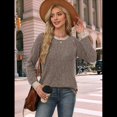 thumbnail image 4 of Camisas de Larga para Mujer, Suéteres, Conjuntos de Otoño, Bloques de Color, Ropa de Invierno, Elegantes, Informales, Suaves. Caqui XXL, 4 of 7