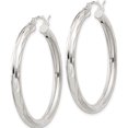 thumbnail image 3 of Sterling Silver Diamond-Cut Satin 3X35mm Hoop Earrings (39 X 35) Made In India qe1967, 3 of 6