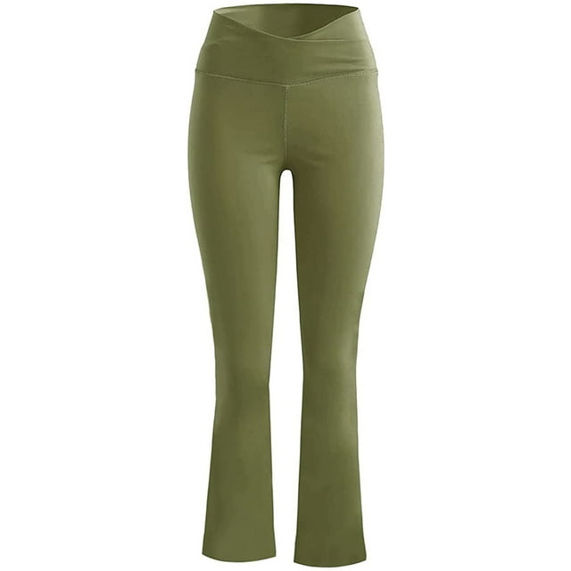 Diconna Women Straight Leg Flared Yoga Pant High Waisted Workout Pants Stretch Trouser Regular Fit Bottom Tummy Contro