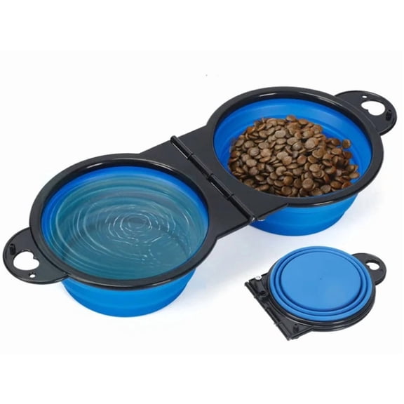 Collapsible Dog Bowls Set, Portable Travel Pet Food and Water Bowl with Carabiner, TIKA