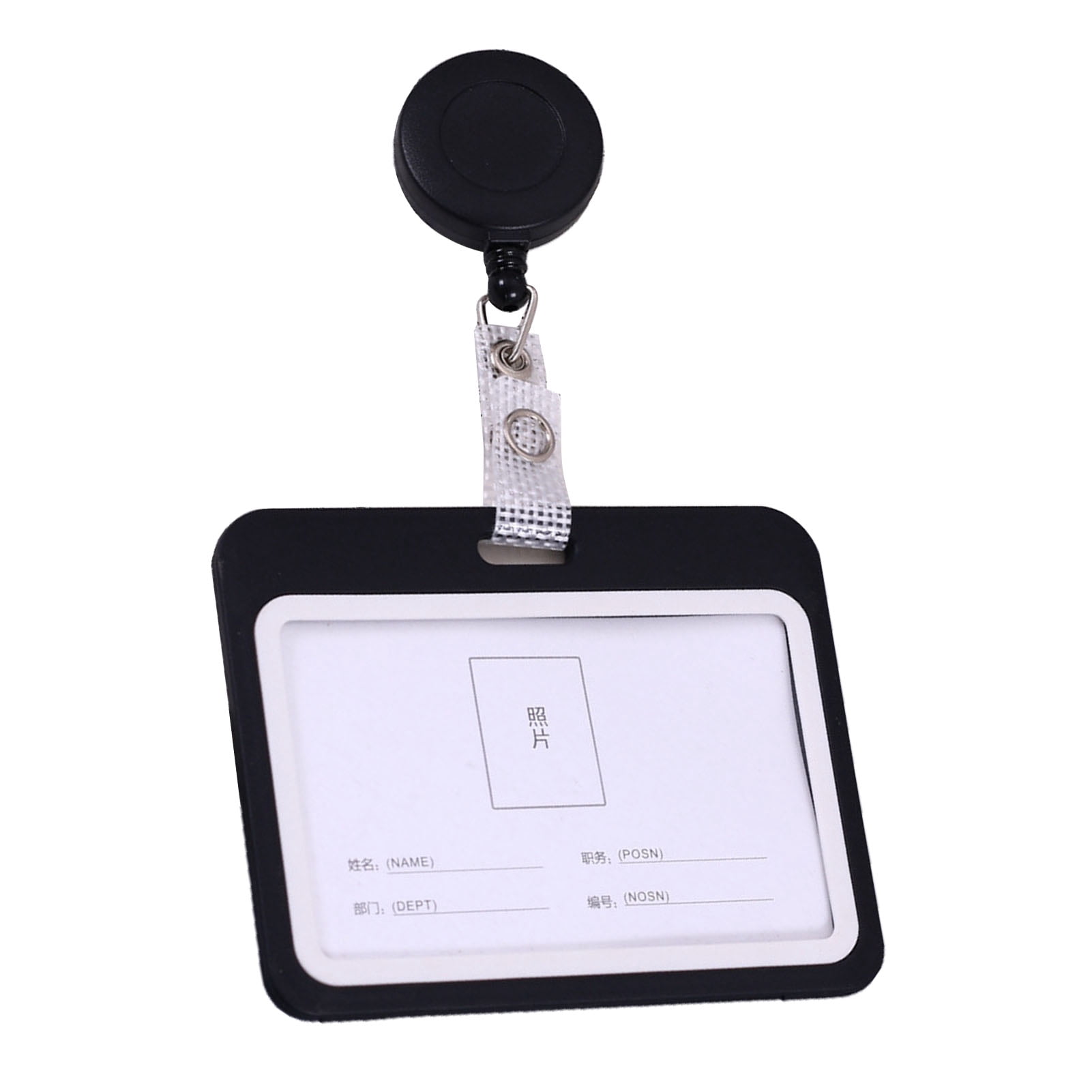 Étui à Badge Rétractable Avec Manches Pour Cartes De Visite - Noir, Alliage Et Cuir, Neuf Avec étiquettes