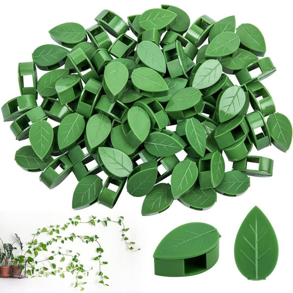 100PCS Plant Support Clips   120PCS Adhesive Stickers - Self-Adhesive Vine Clips for Climbing Plants, Green Wall Hooks for Indoor/Outdoor Vines, Flowers & Decorative Plant Training