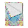 thumbnail image 2 of Psychedelic Soft Flannel Fleece Throw Blanket, Psychedelic Design Abstract Blurred Wavy Ornaments Oriental Quirky Image, Cozy Plush for Indoor and Outdoor Use, 60" x 80", Pink and Blue, by Ambesonne, 2 of 5